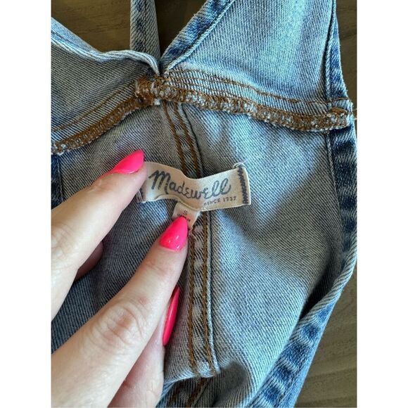 Madewell Button Front Denim Jeans Overalls Straight Leg - Picture 3 of 6
